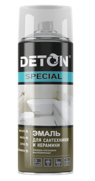 Эмаль аэроз. для ванн и керамики Deton Special белая 520мл