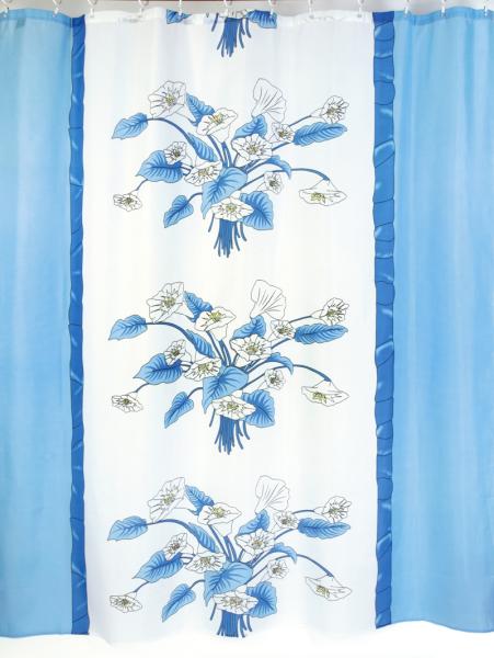Штора для ванной комнаты Zalel YQL 01345 180x200 см полиэстер, синяя, цветы