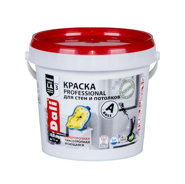 Краска акриловая для стен и потолков Professional 3 белая, 0,9 л, Dali