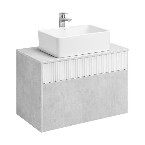 Тумба Aquaton Марбл 80 слэйт, белый матовый под раковину Mila 50, 1A276201MH4C0