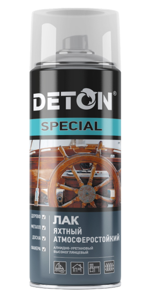 Лак яхтный бесцветный матовый, 520 мл, аэрозольный, Deton