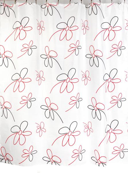 Штора для ванной комнаты Zalel YQL 1206 180x200 см полиэстер, белая, цветы