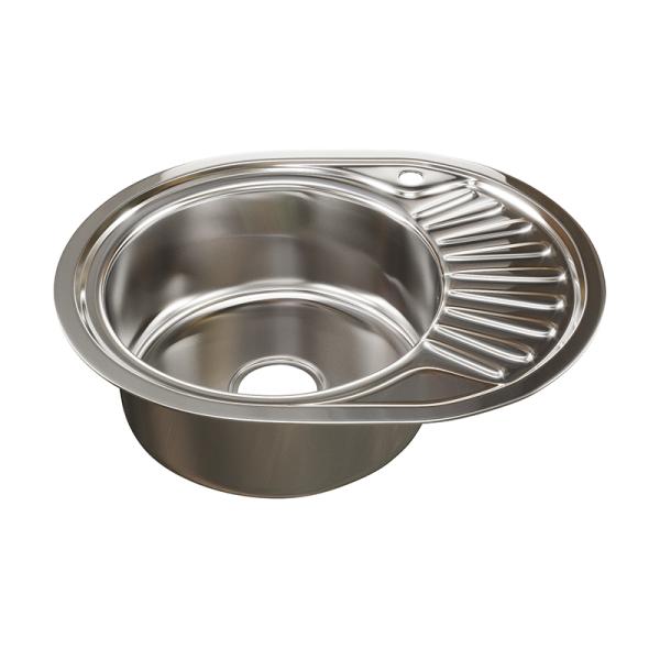 Мойка кухонная Mixline овальная 57x45 см, крыло справа, нерж. сталь, глянцевая, 528190