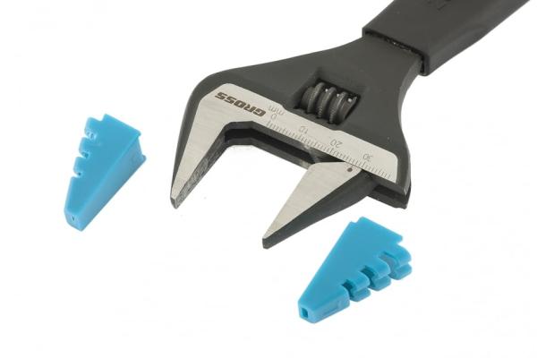 Ключ разводной 200мм, CrV, тонкие губки, защитные насадки (15568) (GROSS)