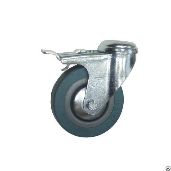 Колесо аппаратное 50 мм  поворотное с тормозом под болт М10 SChgb 25