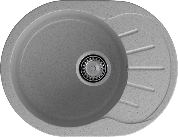 Мойка кухонная GranFest Rondo 580 овальная 57,9x44,5 см, искусст. камень, серый, R-580L