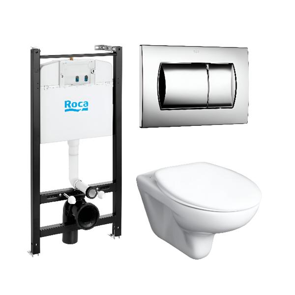 Инсталляция д/подв. унитаза Roca Mateo + подвесной унитаз + сиденье soft-close + кнопка 7.8901.1.60B.1