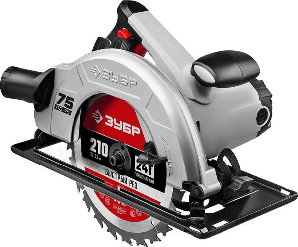 Пила дисковая ЗУБР ПД-75, 2000 Вт, 210 мм, 4500 об/мин, 90°-70 мм, коробка