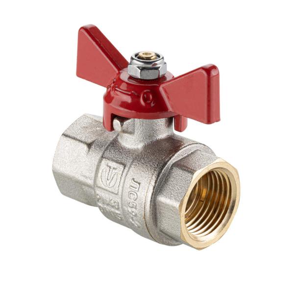 Кран шаровой для воды 1" вн.-вн. ручка-бабочка Valtec латунь никелированная