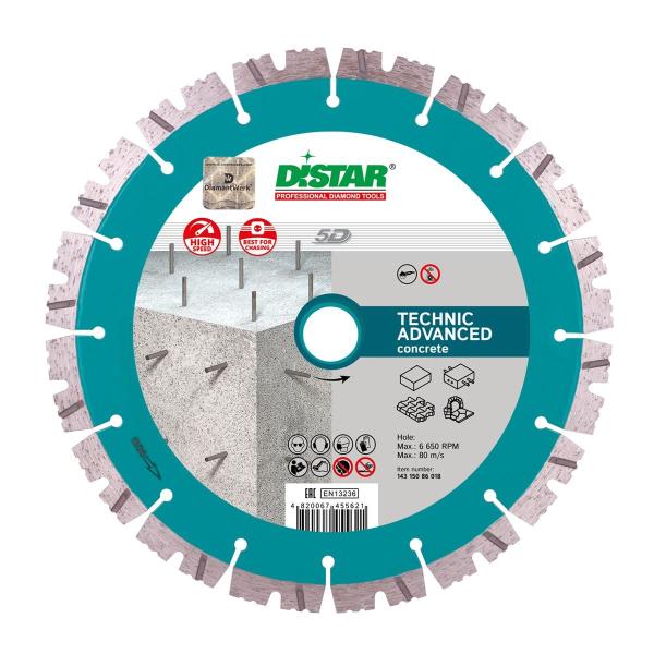 Диск алмазный по бетону 180x2,6x22,23 мм Technic Advanced сегментный, DiStar