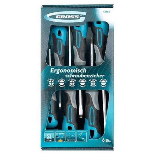Набор отверток 6шт, S2, трехкомпонент.рук.(12164) (Gross)