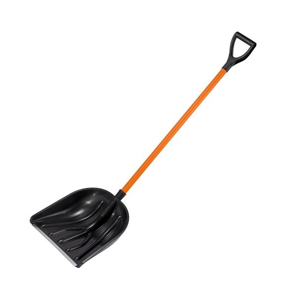 Лопата снеговая пластик. 410*460мм "Купец", метал. черенок и планка, V-ручка, "Цикл"