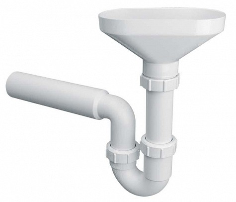 HC7-FUN Сифон трубный Р-образный (11/2"х40мм) для разрыва потока/струи с овальной прием. воронкой