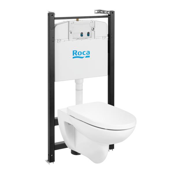 Инсталляция д/подв. унитаза Roca Debba Round + подвесной унитаз безободковый + сиденье soft-close + кнопка 8901170B1