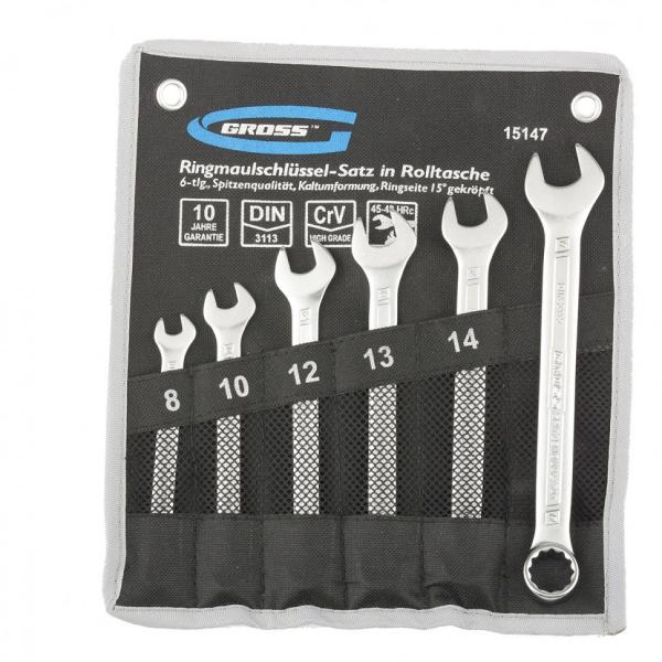 Набор ключей комбинированных 8-17мм,СrV,6шт холодный штамп (15147) (GROSS)