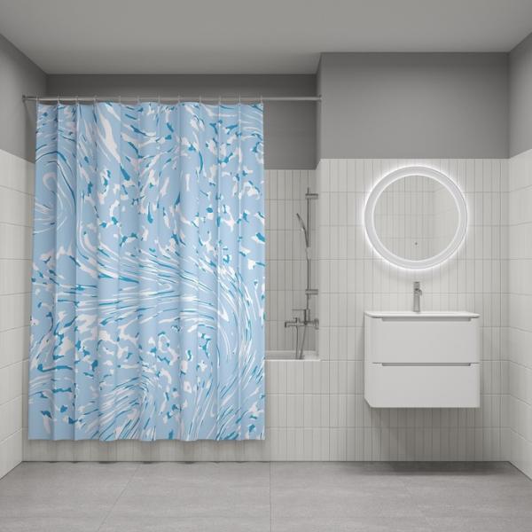 Штора для ванной комнаты Iddis BX02P18i11 180x200 см полиэстер, голубая