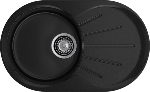 Мойка кухонная GranFest Rondo 750L овальная 74,6x45,5 см, искусст. камень, черный, R-750L