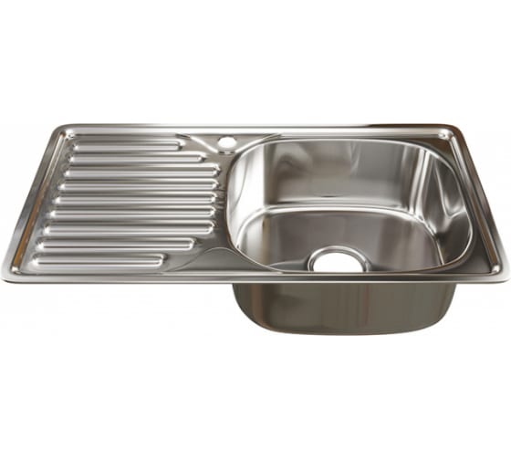 Мойка кухонная Mixline прямоугольная 76x42 см, крыло слева, нерж. сталь, глянцевая, 530530