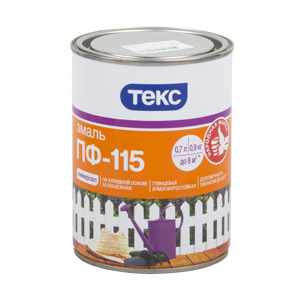 Эмаль ПФ-115 УНИВЕРСАЛ белая 0.9кг ТЕКС