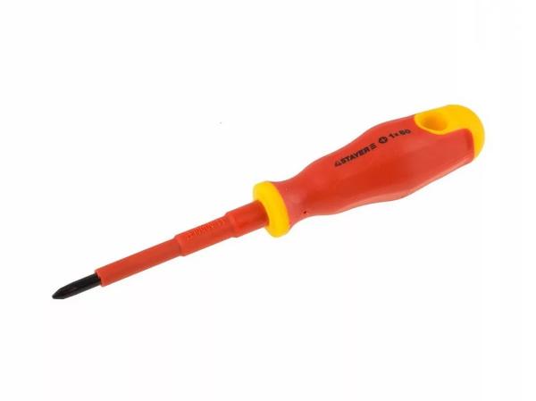 Отвертка диэлектрическая PH1х80мм, до 1000В, двухкомп. рукоятка,Cr-V сталь, STAYER "PROFIL" "ELECTRO" (25142-1-08)