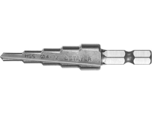 Сверло по металлу ступенчатое 4-12 мм HSS, цилиндрический хвостовик, Stayer