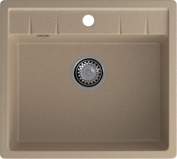 Мойка кухонная GranFest Quadro 561 прямоугольная 56x50 см, искусст. камень, песочный, Q-561