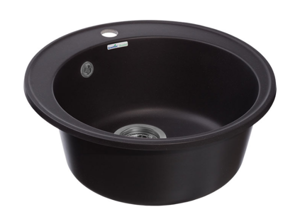 Мойка кухонная GranFest Quarz 480 круглая 47,9 см, искусст. камень, черный, 08