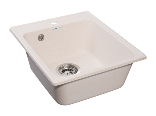 Мойка кухонная GranFest Quarz 17 прямоугольная 41,8x47,7 см, искусст. камень, белый, 17