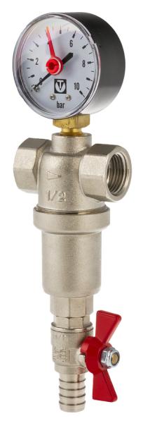 Фильтр промывной Valtec 1/2"  Vt 389 с манометром (1)