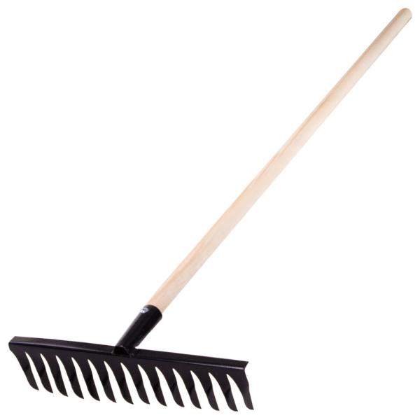 Грабли стальные 14 витых зубьев, 300*1300мм, деревянный черенок СИБРТЕХ