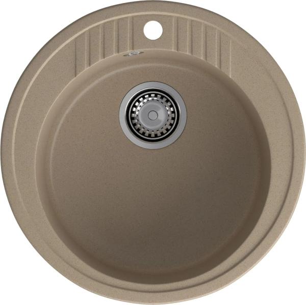 Мойка кухонная GranFest Rondo 520 круглая 52 см, искусст. камень, песочный, R-520