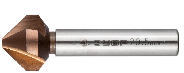 Зенкер конусный 20.5x63 мм, цилиндрический хвостовик, М10, кобальтовое покрытие, Зубр