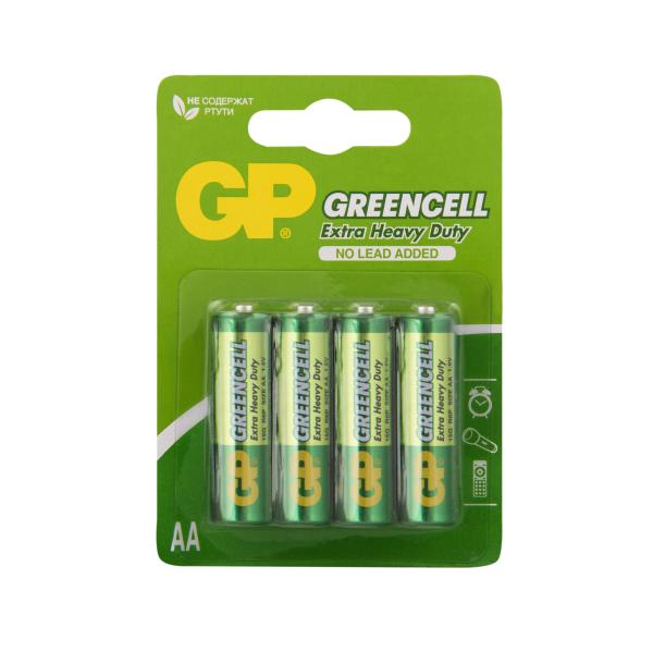Батарейка солевая Greencell AAA R06 BP4, 4шт, GP