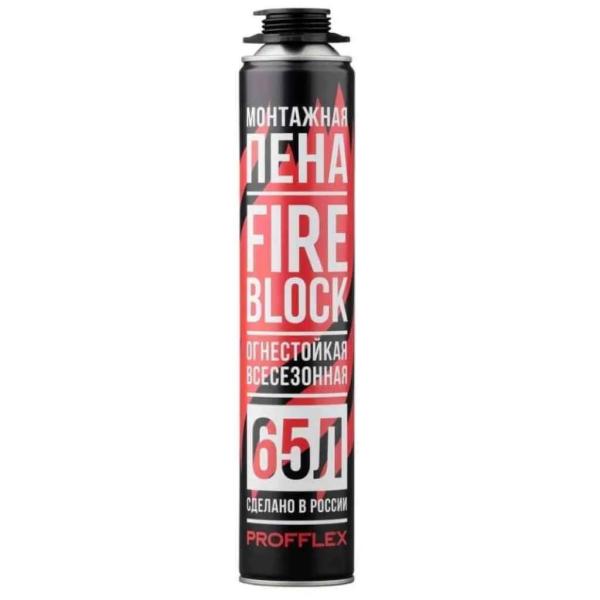 Пена монтажная профессиональная Fire Block, огнестойкая, 850 мл, всесезонная, Profflex