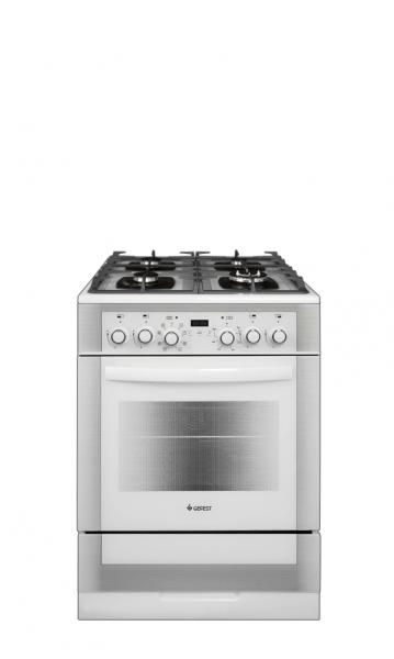 Плита газо-электрич. Gefest 6502-03 0242 (белая. 60см варочная поверхность стеклянная)