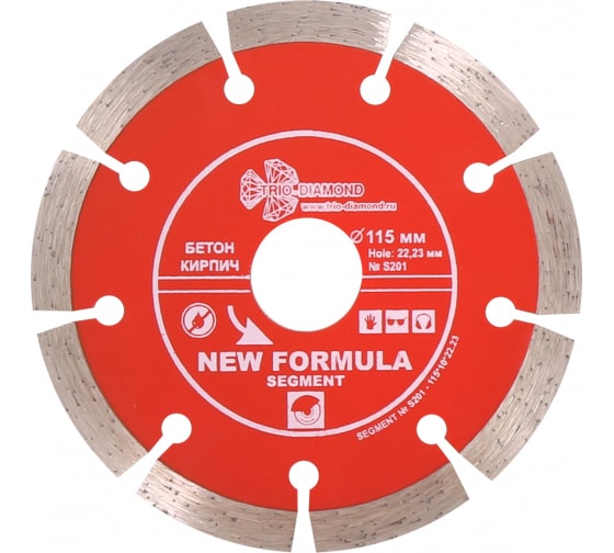 Диск алмазный по бетону 115x2x22,23 мм New Formula сегментный, TRIO-DIAMOND