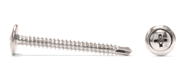 Саморез с полусферической головкой, с пресс-шайбой 4,2 х 25, сверло, А2, нержавейка