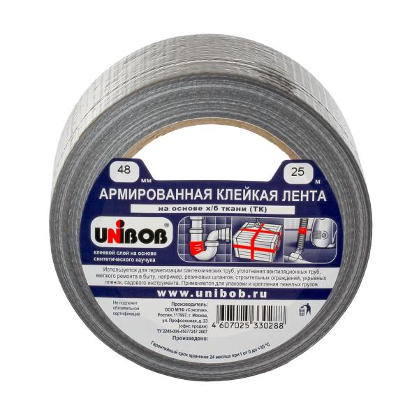 Армированная клейкая лента Unibob, 48 мм x 25 м, серая