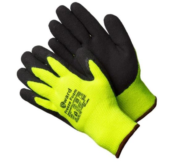Перчатки акриловые с начесом, вспененное латексное покрытие, зелено-черные, GWARD