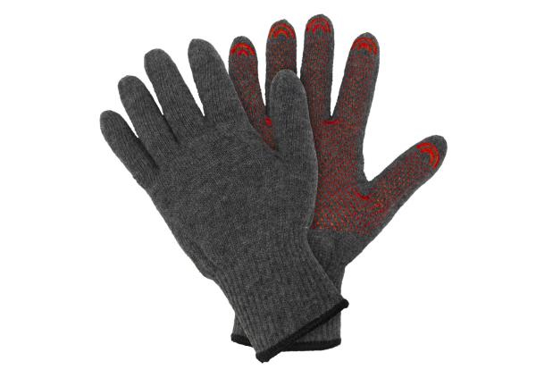 Перчатки вязаные шерстяные, 10 класс, ПВХ точка, серые, 9 (L), Fiberon