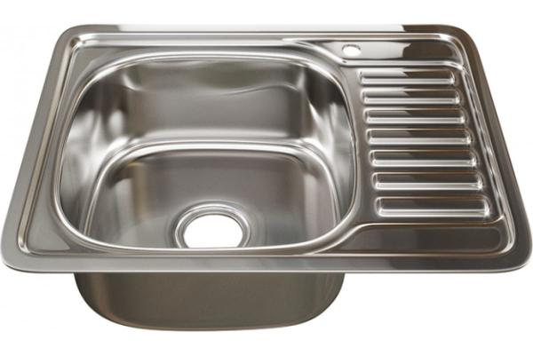 Мойка кухонная Mixline прямоугольная 58x48 см, крыло справа, нерж. сталь, глянцевая, 528192