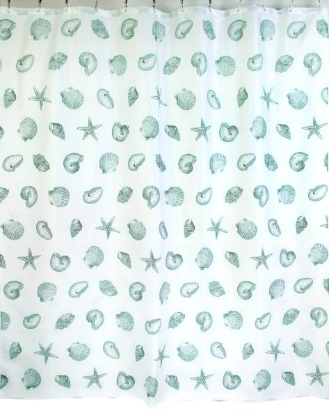 Штора для ванной комнаты Zalel YQL 1032 180x200 см полиэстер, зеленая, морская