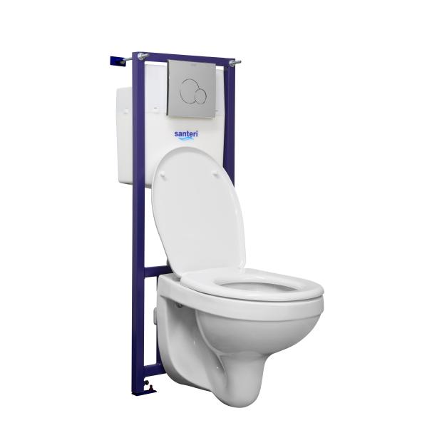 Инсталляция Santeri Альфа Комфорт+подвесной унитаз+сиденье soft-close+панель хром.глянец