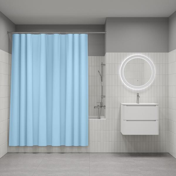 Штора для ванной комнаты Iddis P07PE18i11 180x200 см Pe, голубая