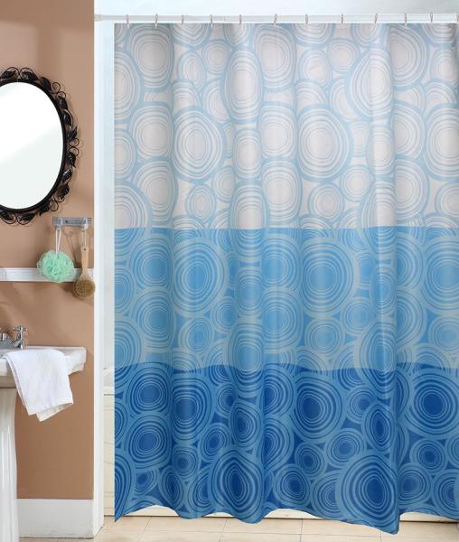 Штора для ванной комнаты Zalel X-153 180x200 см полиэстер, синяя, круги