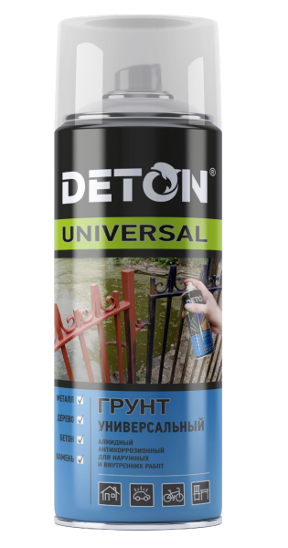 Грунт алкидный универсальный Universal серый, 520 мл, аэрозольный, Deton