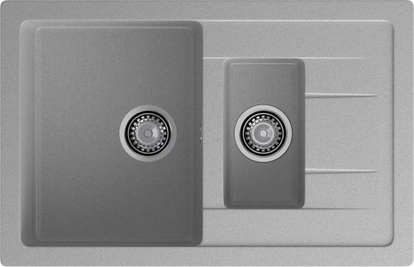 Мойка кухонная GranFest Quadro 775KL прямоугольная 76,5x49,5 см, искусст. камень, серый, Q-775KL