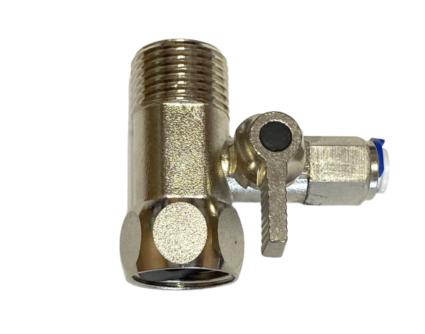Адаптер-вентиль для бытовых фильтров 1/2"х1/2"х1/4", быстросъемное соединение