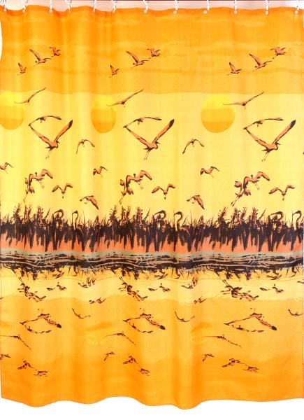 Штора для ванной комнаты Zalel X-215 180x200 см полиэстер, желтая, закат