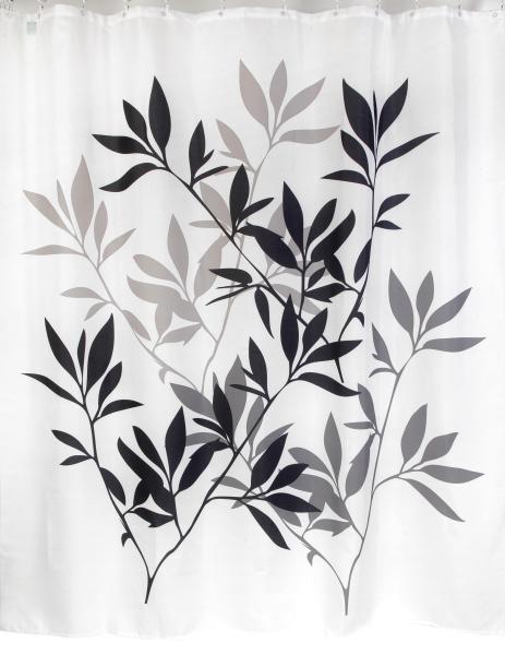 Штора для ванной комнаты Zalel Palm Leaf 180x200 см фотопринт, белая, листья